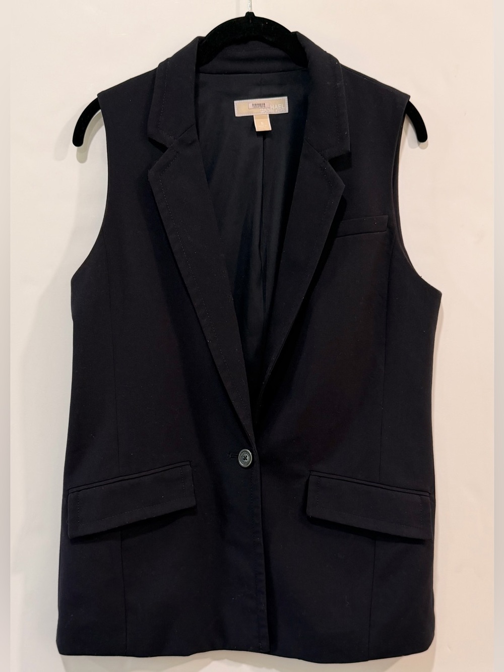 MICHAEL Michael Kors Dark Navy Blue Sleeveless Tailored Longline Blazer Vest S